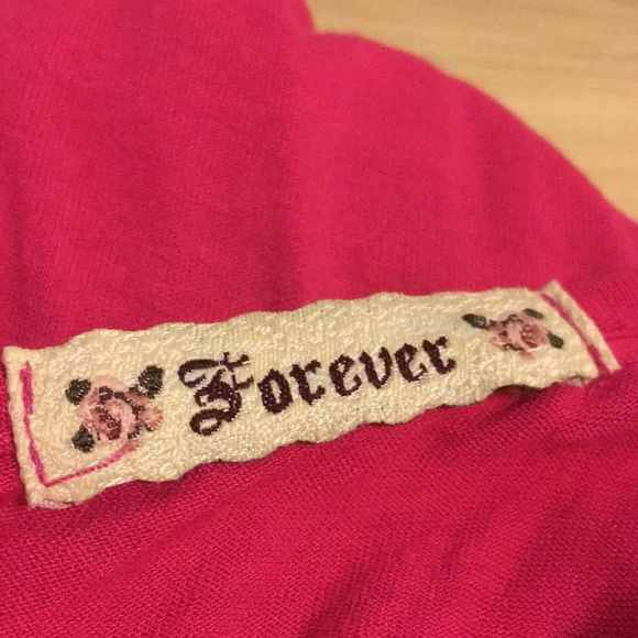 FOREVER USA made vintage Hot pink 100% Modal SOFT Back Tie banded waist tunic S - Picture 16 of 17